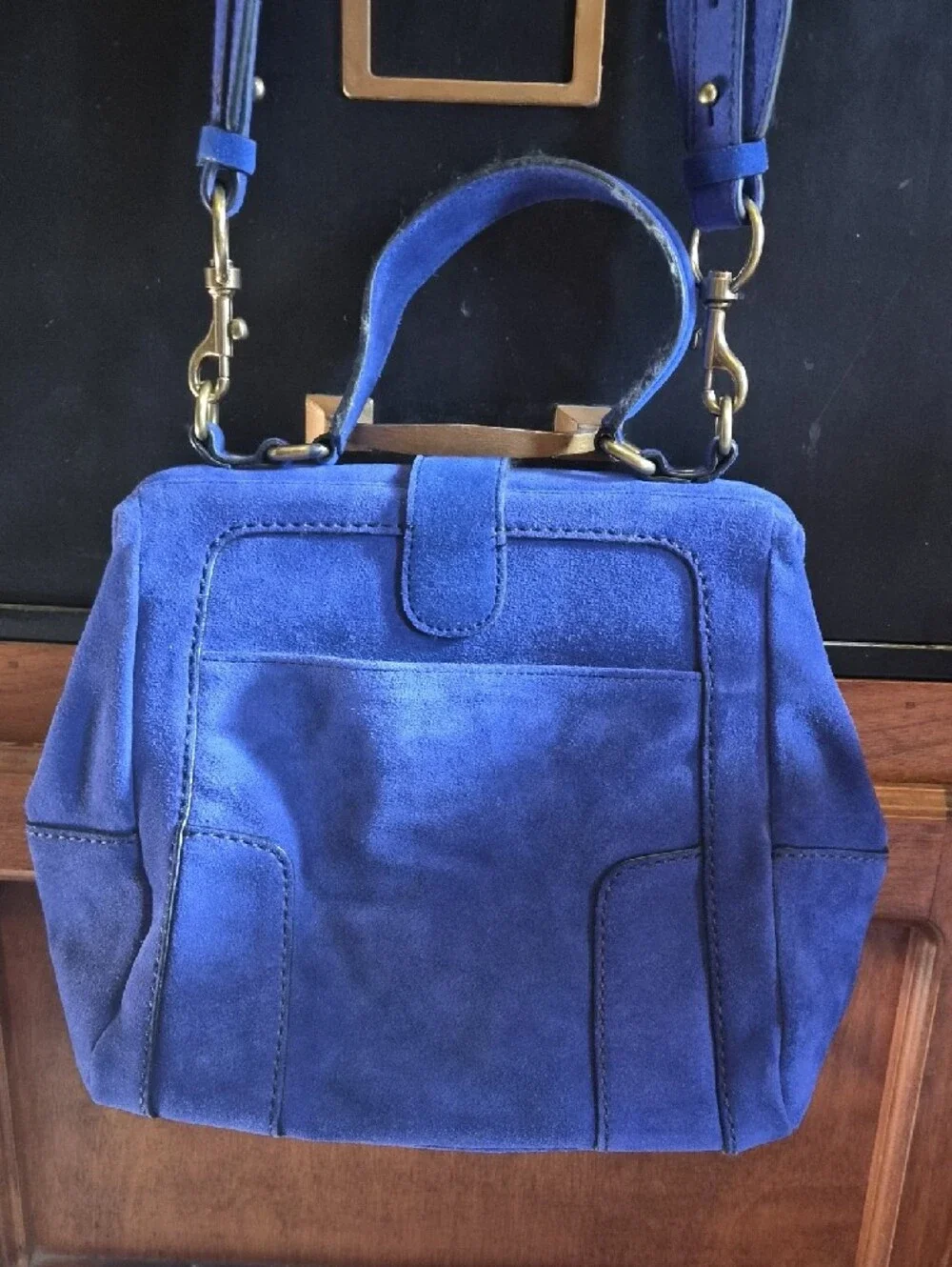 J. Crew Royal Blue Suede Shoulder Bag with Removable Strap
